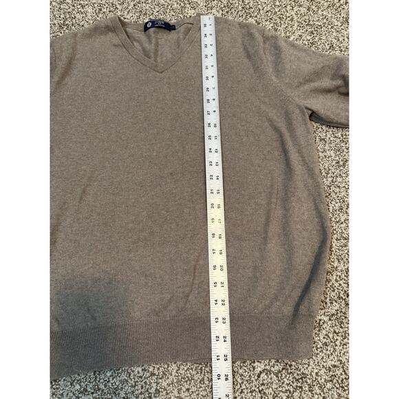 LL Bean Men's Tan Long Sleeve Pullover V Neck Sweater Cotton Cashmere Large - Picture 6 of 9